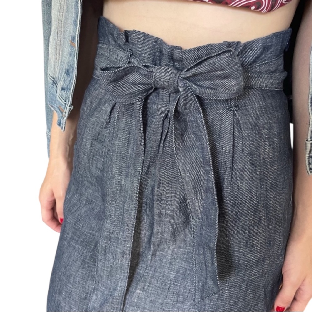 Vintage Y2K Blue Chambray Denim High Waist Mini Skirt Matching Tie Belt Small - Picture 4 of 16